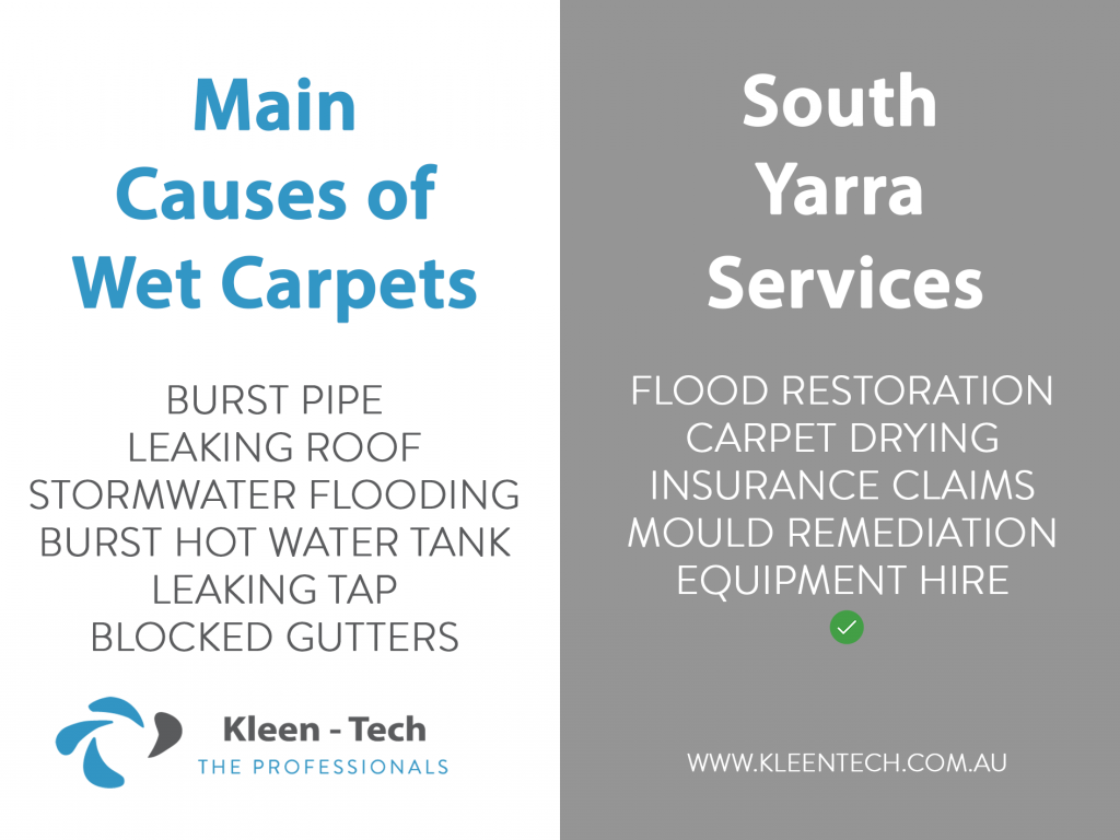 Wet carpet drying in South Yarra Melbourne